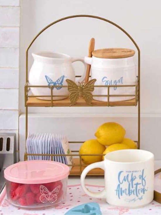 Dolly Parton Other - Dolly Parton Two-Tier Gold Butterfly Display Shelf w/ Four Jars